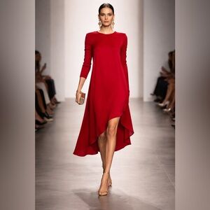 BCBGMAXAZRIA “YOLANDA” Asymmetrical Dress – Magenta Red | XS